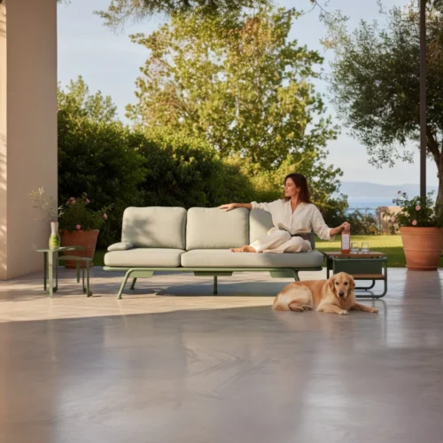 Salon de jardin / bain de soleil modulable en aluminium vert - SUNNY