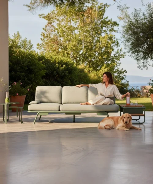 Salon de jardin / bain de soleil modulable en aluminium vert - SUNNY