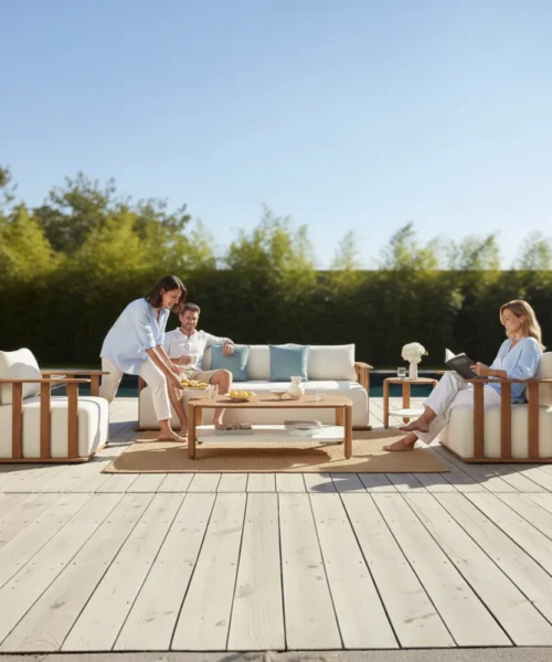 Salon de jardin haut de gamme en teck massif 5 places - ROMA