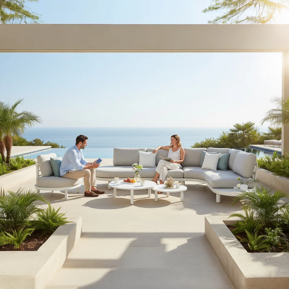 Salon de jardin haut de gamme d'angle en aluminium - ALBA – Image 4