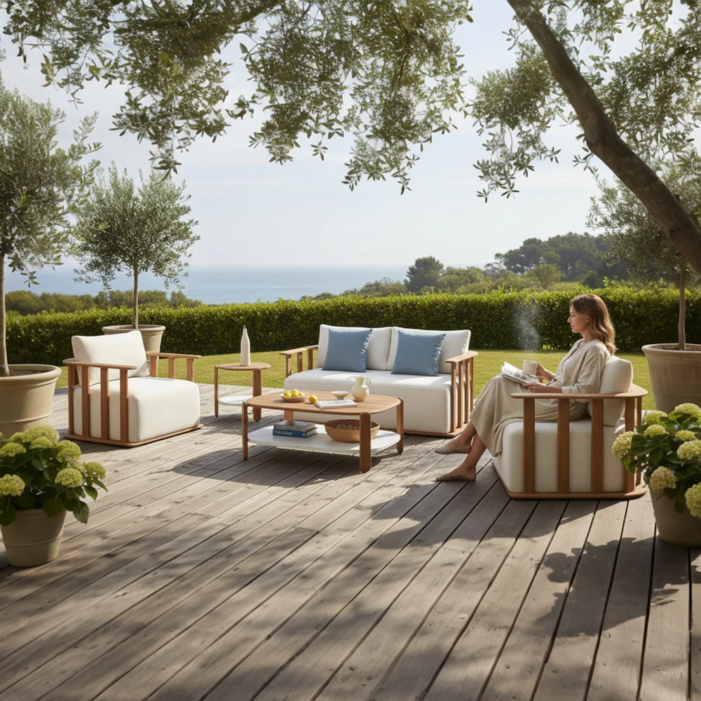 Salon de jardin haut de gamme en teck massif 4 places - ROMA – Image 2