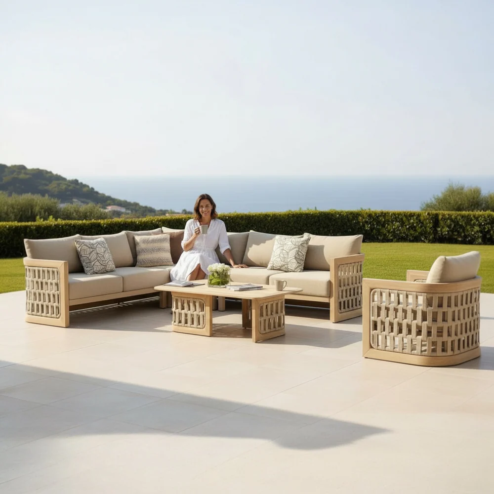 Mobilier de jardin luxe en teck et en corde - PALMA ANGLE – Image 2