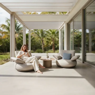 Duo de fauteuil de jardin design en aluminium - ELYO
