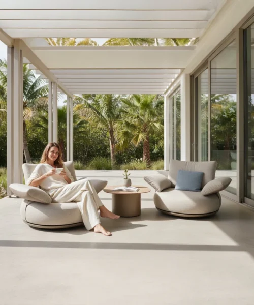 Duo de fauteuil de jardin design en aluminium - ELYO