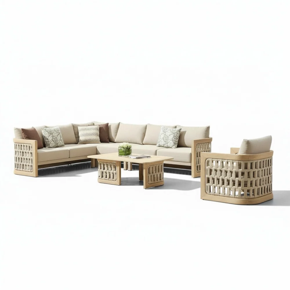 Mobilier de jardin luxe en teck et en corde - PALMA ANGLE – Image 9