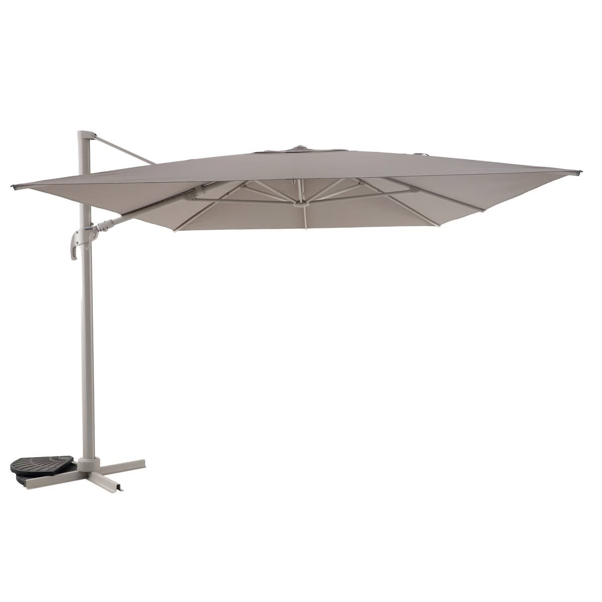 Parasol déporté carré inclinable MELHIA Lin / Argile 3 x 3 m - Aluminium traité époxy, Acier, Oléfine - Prix Destockage – Image 2
