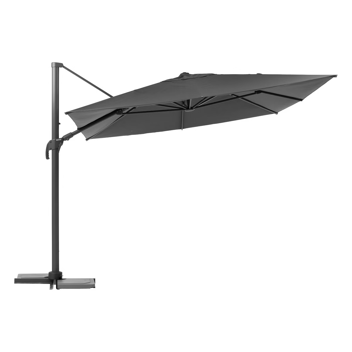 Parasol déporté rectangulaire MELHIA Anthracite + 4 dalles de parasol STACIO 4 x 3 m - Aluminium traité époxy, Acier, Oléfine - Prix Destockage – Image 3