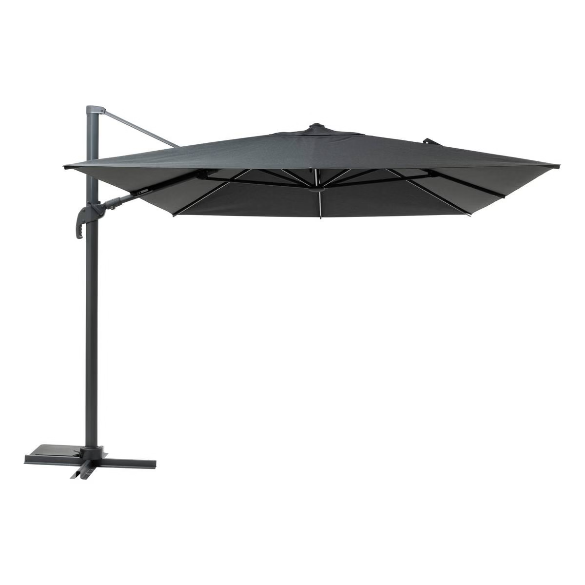 Parasol déporté rectangulaire MELHIA Anthracite avec LED 4 x 3 m - Aluminium traité époxy, Acier, Oléfine - Prix Destockage – Image 2