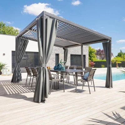 Pergola bioclimatique AVILA Graphite 4 x 3 m - Structure et lames simples en aluminium