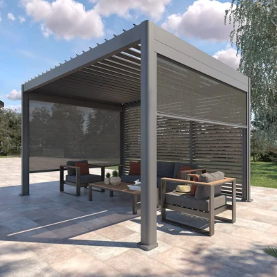 Pergola bioclimatique EVORA Graphite 4 x 3 m - Structure et lames doubles en aluminium