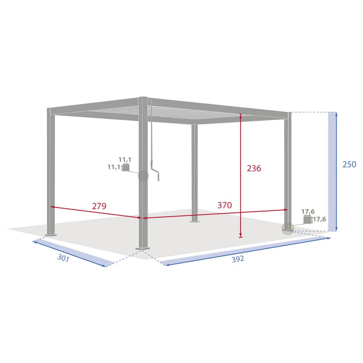 Pergola bioclimatique EVORA Graphite 4 x 3 m - Structure et lames doubles en aluminium – Image 6