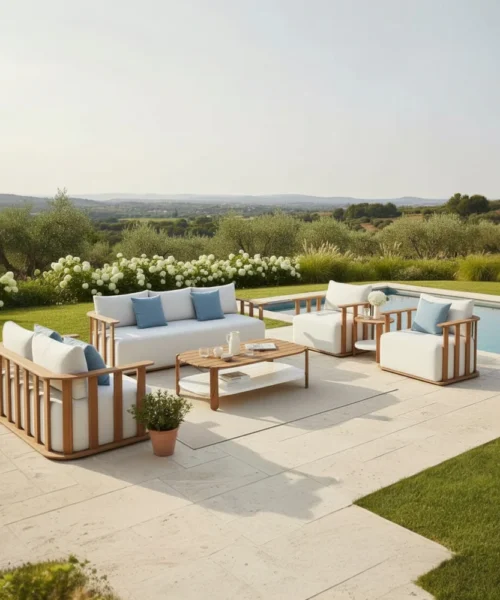 Grand salon de jardin haut de gamme en teck massif 7 places - ROMA XL