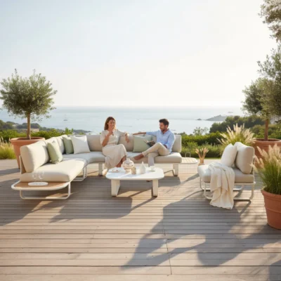 Salon de jardin d'angle haut de gamme en aluminium - EMY