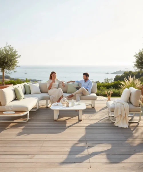 Salon de jardin d'angle haut de gamme en aluminium - EMY