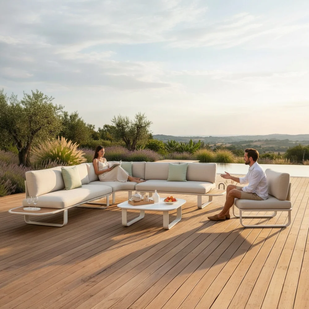 Salon de jardin d'angle haut de gamme en aluminium - EMY – Image 2