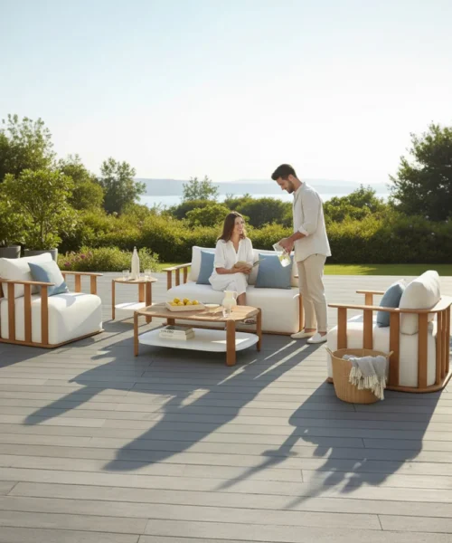 Salon de jardin haut de gamme en teck massif 4 places - ROMA
