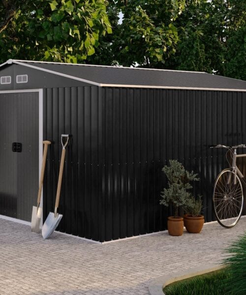 Abri de jardin en acier galvanisé gris 12,5 m² - Prix d'usines