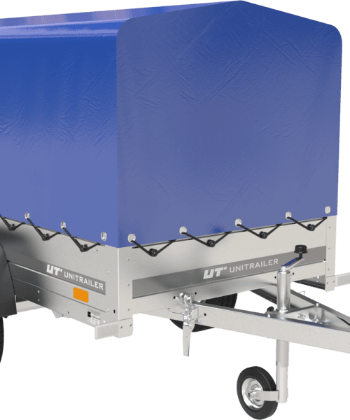 Remorque bagagère garden trailer 200 kipp 200 x 106 cm avec bâche haute bleue, arceau et roue jockey – Neuf – Prix Destockage