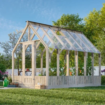 Serre de jardin 8,7m² Emilia en bois traité et verre trempé - Palmako - Prix Destockage